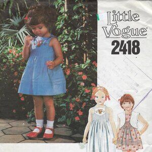 Vintage Little Vogue Pattern 2418 Children's Jacket & Dress Size 3 - UNCUT